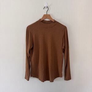 Universal Standard Women's Brown Mock Neck Tee Long Sleeve Size XS